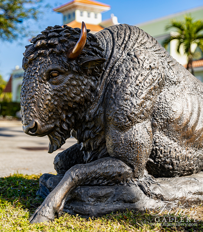 Bronze Statues  - Resting Bronze Bison Statue - BS-1435